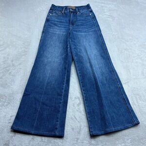 Judy Blue Retro Wide Leg Jeans Women 1/25 HR Stretch 70s Style Boho Chic Denim